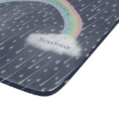 Uw aangepaste tekst op een regenboogstraal en wolk snijplank (Hoek)