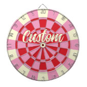 Uw aangepaste tekst op roze en rood ontwerp dartbord (Voorkant)