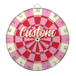 Uw aangepaste tekst op  roze en rood ontwerp dartbord