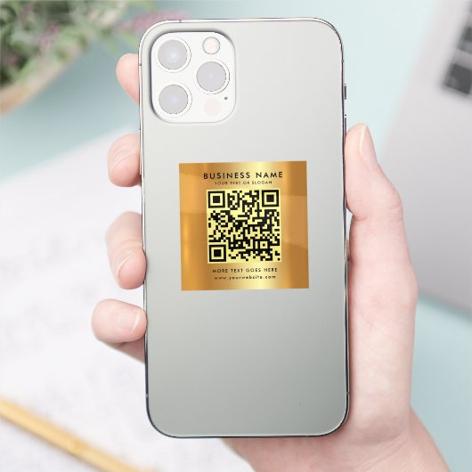 Uw aangepaste tekst QR-code Logo Sjabloon Faux Gol Sticker (Telefoon)