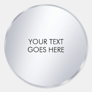 Uw aangepaste tekst sjabloon Glam Metallic Zilver Ronde Sticker