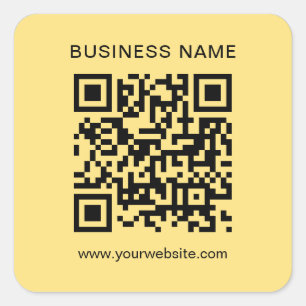Uw Aangepaste Tekst Zwart & Goud Scannable QR Code Vierkante Sticker
