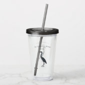 uw aangepaste tekstnaam Great Blue Heron silhouet Acryl Drinkbeker (Achterkant)