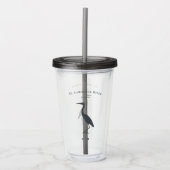 uw aangepaste tekstnaam Great Blue Heron silhouet Acryl Drinkbeker (Voorkant)