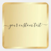 Uw aangepaste tekstscript Typografie Goud Sjabloon Vierkante Sticker (Voorkant)