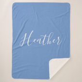Uw aangepaste witte script op zacht blauw sherpa deken (Voorkant)