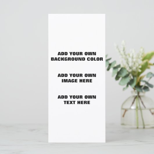 Uw achtergrondkleur, uw afbeelding, uw eigen tekst menu (Staand voorkant)