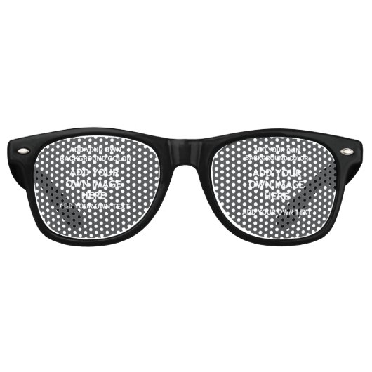 Uw achtergrondkleur, uw afbeelding, uw eigen tekst retro zonnebril (Voorkant)