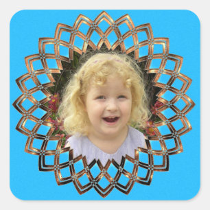 Uw afbeelding in een gouden lijst vierkante sticker