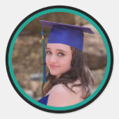 Uw Afstuderen Foto & School Kleuren Ronde Sticker (Voorkant)