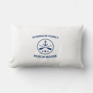 Uw Beach House Familienaam Anchor Oars Stars Kussen