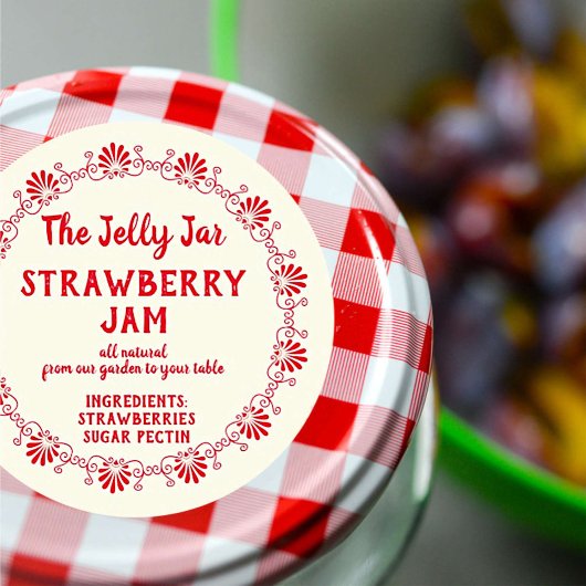 Uw bedrijf Home Strawberry Jam Etiket