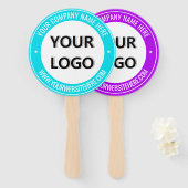 Uw Bedrijf Logo Aangepaste Tekst en Kleur Hand Fan Handwaaier (Voorkant en achterkant)