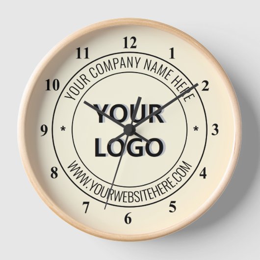 Uw bedrijf Logo Custom Text Business Clock (Voorkant)