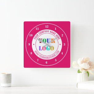 Uw bedrijf Logo Custom Text Company Clock Gift Vierkante Klok