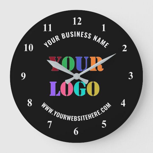 Uw Bedrijf Logo en Aangepaste Tekst Business Clock Grote Klok (Voorkant)