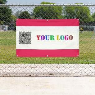 Uw Bedrijf Logo en QR Code Promotionele Banner