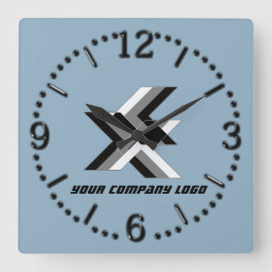 UW BEDRIJF LOGO, gepersonaliseerd, voeg jouw tekst Vierkante Klok