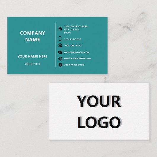 Uw bedrijf Logo Naam Info Business Card Template Visitekaartje (Voorkant / Achterkant)