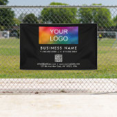 Uw bedrijf Logo QR Code Modern Elegant Zwart Spandoek (Insitu)