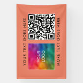 Uw Bedrijf Logo QR Code Sjabloon Zalmkleur Spandoek (Verticaal)