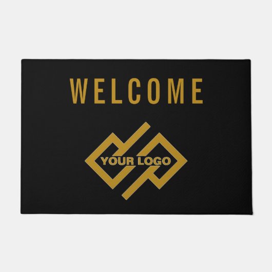 Uw bedrijf Logo Welcome Mat Black Gold (Voorkant)