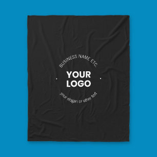 Uw bedrijfslogo & bewerkbare tekst Zwart & Wit Fleece Deken