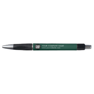 Uw bedrijfslogo donkergroene promotiepen pen