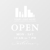 Uw bedrijfslogo Draaiende openingsuren welkom Raamsticker (Vel)