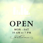 Uw bedrijfslogo Draaiende Zwarte Open Uurrooster Raamsticker (Vel 3)