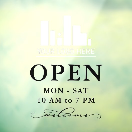 Uw bedrijfslogo Draaiende Zwarte Open Uurrooster Raamsticker (Vel 3)