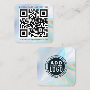 Uw bedrijfslogo en QR-code holografisch Vierkante Visitekaartje