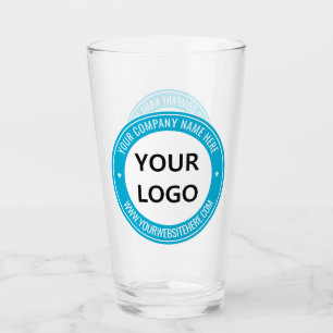 Uw bedrijfslogo en tekst merkglas voorbeeld glas