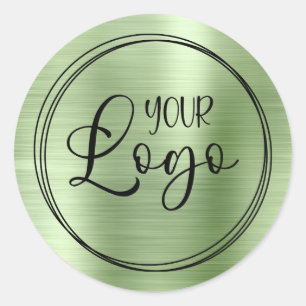 Uw bedrijfslogo hier Metallisch mintgroen Ronde Sticker