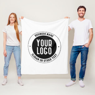 Uw bedrijfslogo of ontwerp Vet bewerkbare tekst Fleece Deken