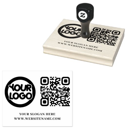 Uw bedrijfslogo QR-code aangepaste rubberen stempe Rubberstempel (Gestempeld)