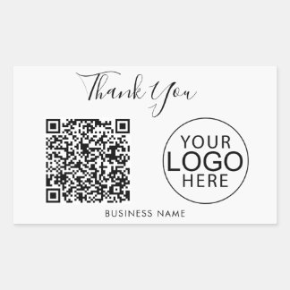 Uw bedrijfslogo QR-code-script Bedankt Rechthoekige Sticker