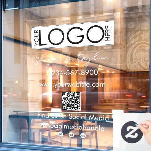 Uw bedrijfslogo Storefront QR-code sociale media Raamsticker (Cafe Raam)