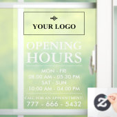 Uw bedrijfslogo wit openingsuren en nummer raamsticker (Huis)
