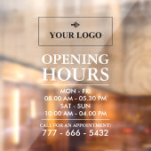 Uw bedrijfslogo witte openingsuren en nummer raamsticker (Vel 2)