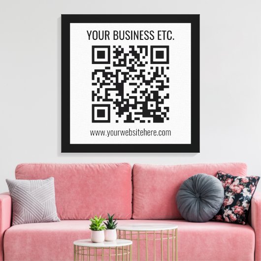 Uw bedrijfsnaam & bewerkbare QR-code Canvas Afdruk (Insitu (Woonkamer))