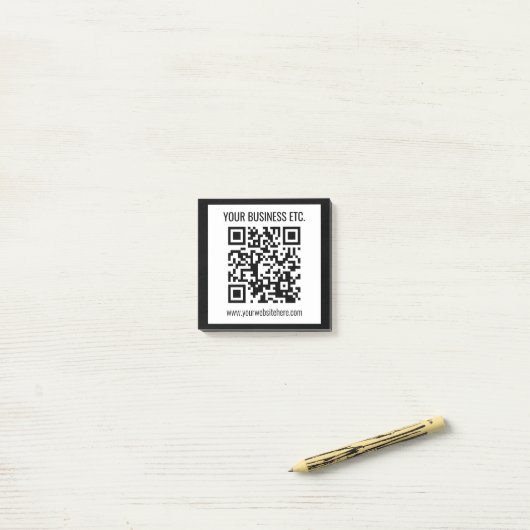 Uw bedrijfsnaam & bewerkbare QR-code Post-it® Notes (Op bureau)