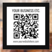 Uw bedrijfsnaam & bewerkbare QR-code Raamsticker (Vel 2)
