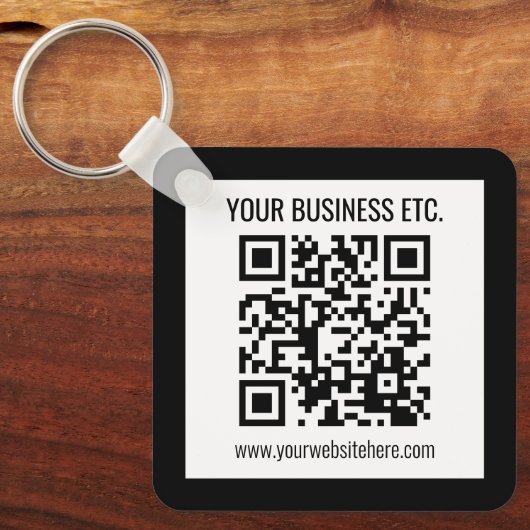 Uw bedrijfsnaam & bewerkbare QR-code Sleutelhanger (Voorkant)