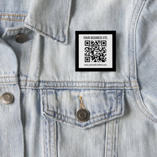 Uw bedrijfsnaam & bewerkbare QR-code Vierkante Button 5,1 Cm (In situ)