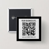 Uw bedrijfsnaam & bewerkbare QR-code Vierkante Button 5,1 Cm (Voorkant /achterkant)