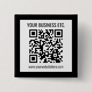 Uw bedrijfsnaam & bewerkbare QR-code Vierkante Button 5,1 Cm