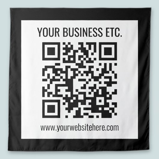 Uw bedrijfsnaam & bewerkbare QR-code Wandkleed