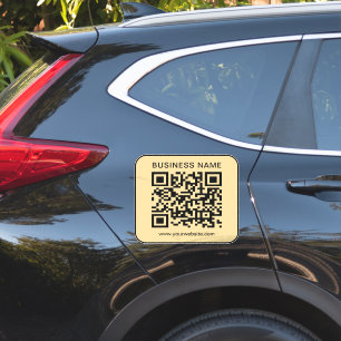 Uw bedrijfsnaam Url QR-code groot zwart en goud Sticker