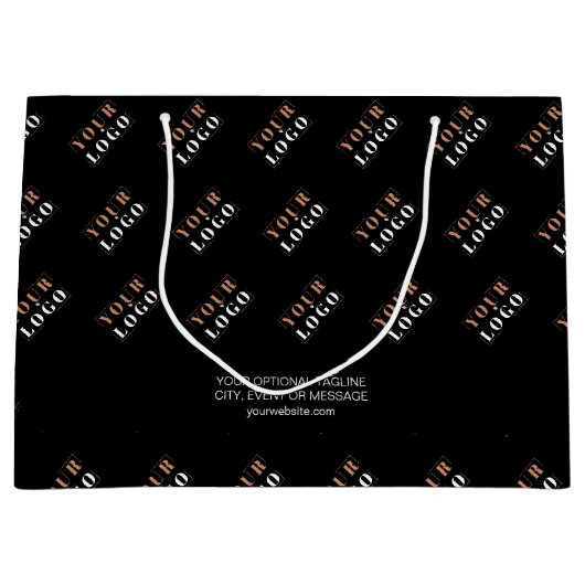 Uw bedrijfspatroon en optionele aangepaste tekst groot cadeauzakje (Voorkant)